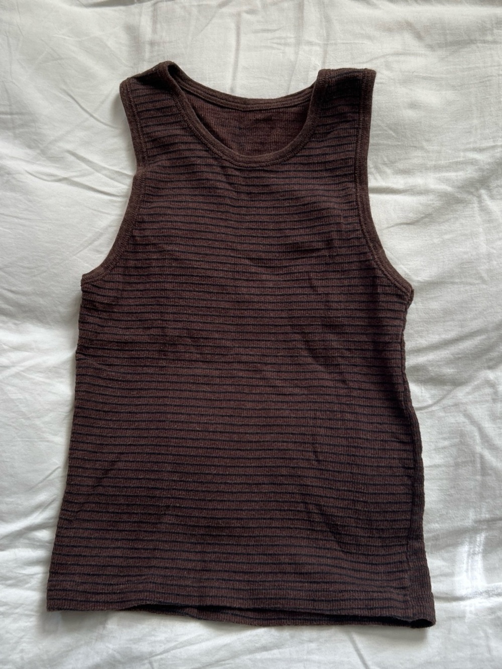 Ribbed Sleeveless Tank Top in Dark Brown